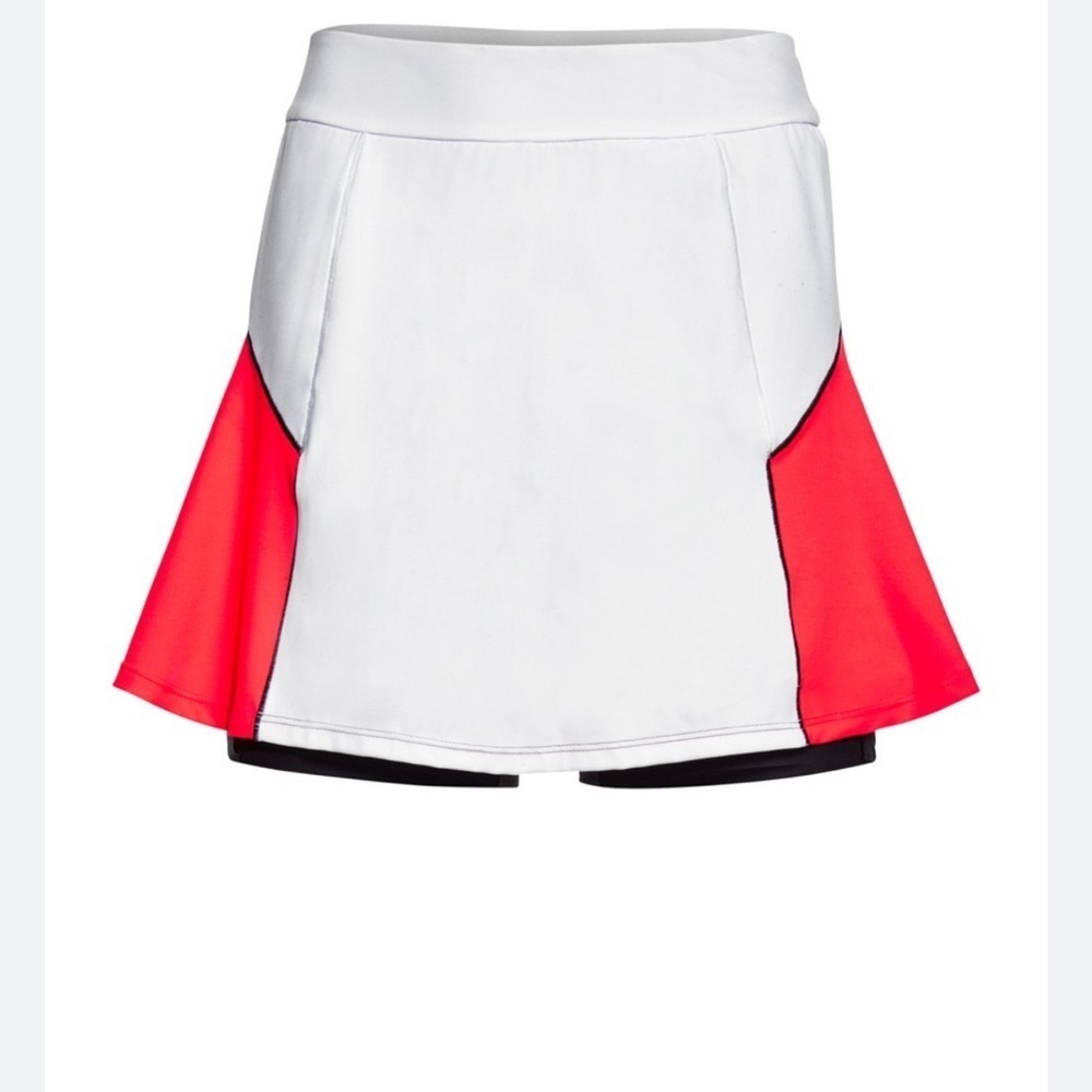 Orange and white tennis skirt with shorts underneath #tennisskirt #skort
-866 - Picture 2 of 8